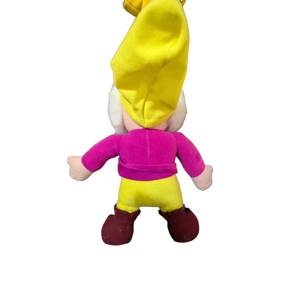 Disney Snow White Seven Dwarfs Happy Plush 12 Inch Stuffed Toy‎ Pink Yellow Hat